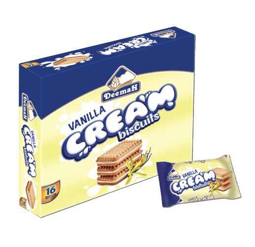 Deemah Vanilla Biscuit Cream 16 x 27g - ديمه بسكويت الكريمة فانيلا